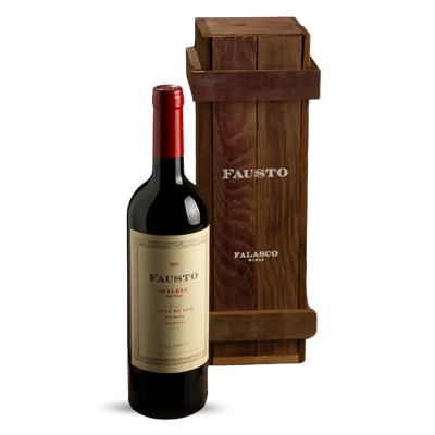 Fausto Malbec en estuche de duelas – vino tinto de Vista Flores