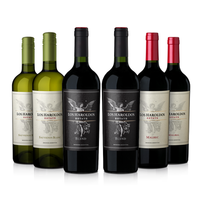 Mix Los Haroldos Estate – caja degustación de vinos Malbec, Blend y Sauvignon Blanc